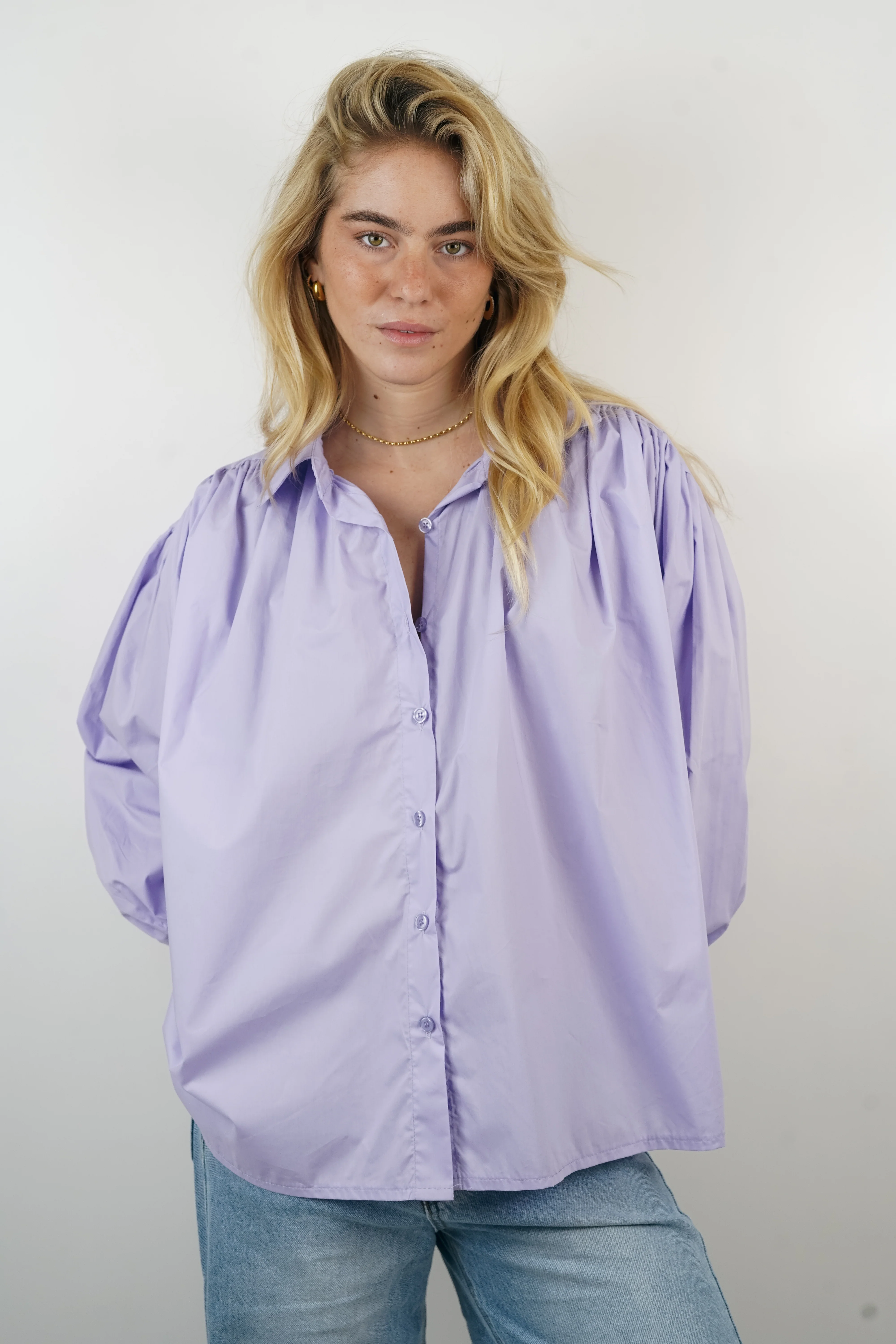 Chemise coton Lou lila - Image 3