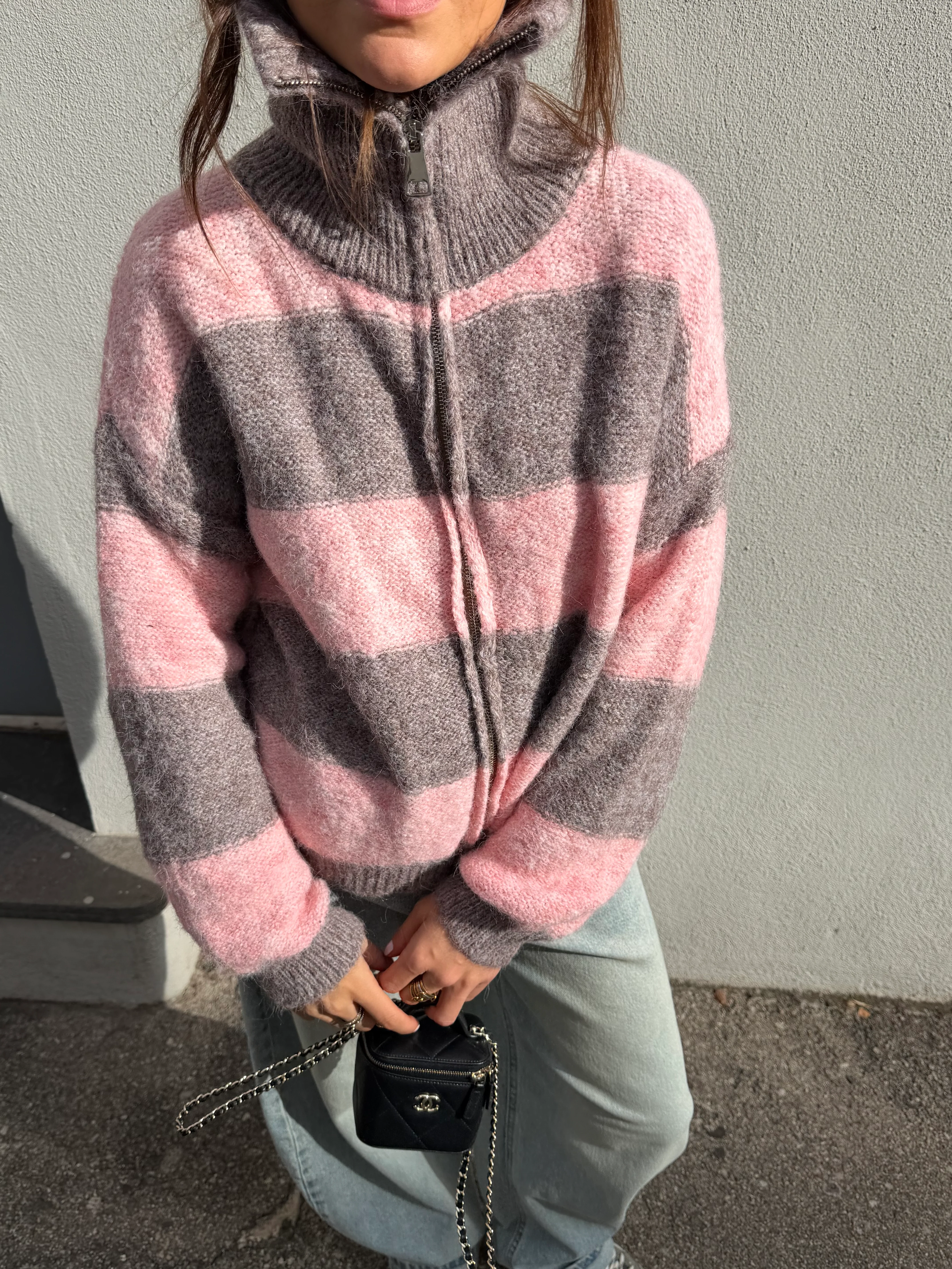 Gilet Gracie rose et gris - Image 3