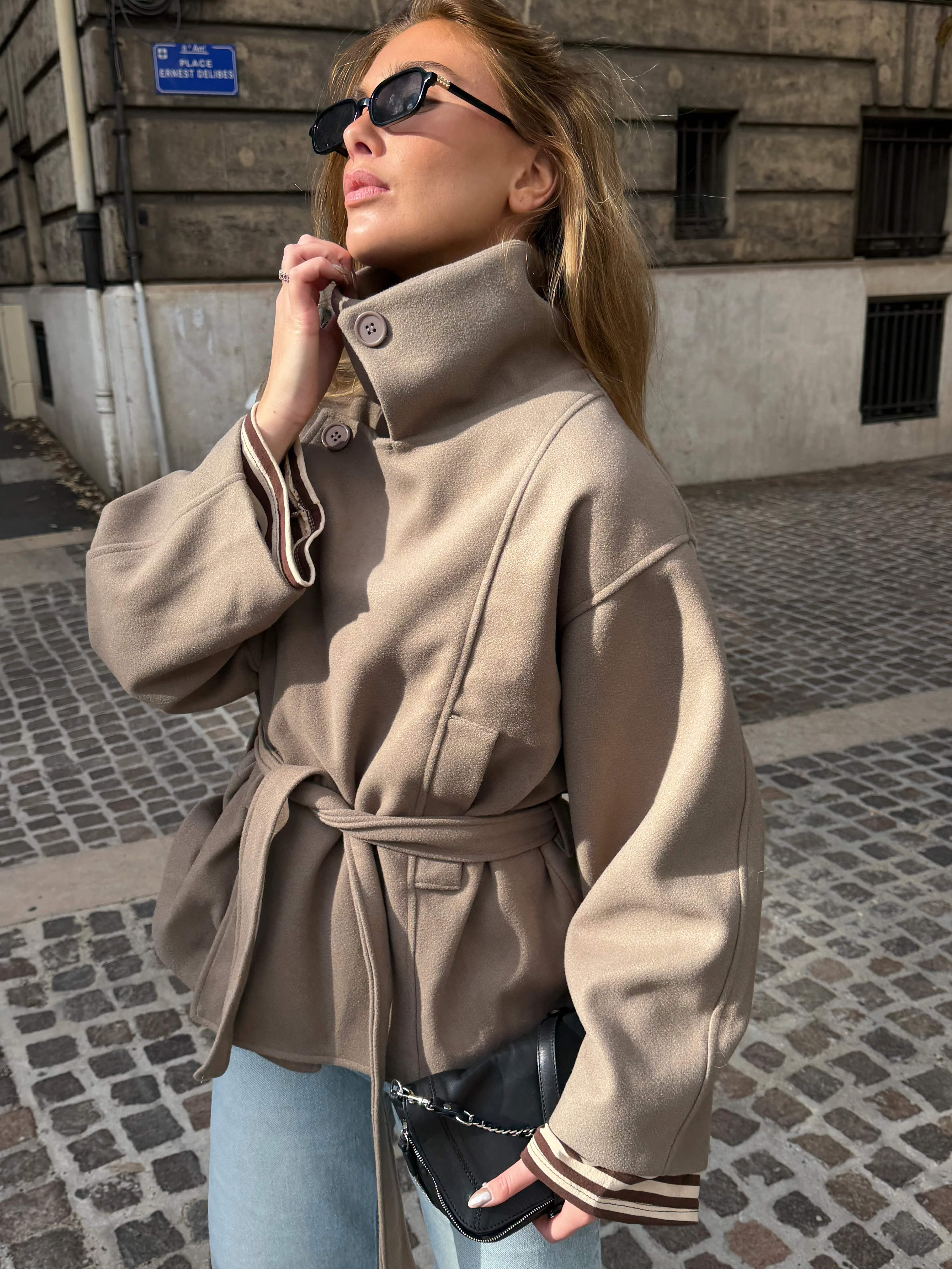 Manteau Roxane taupe - Image 4