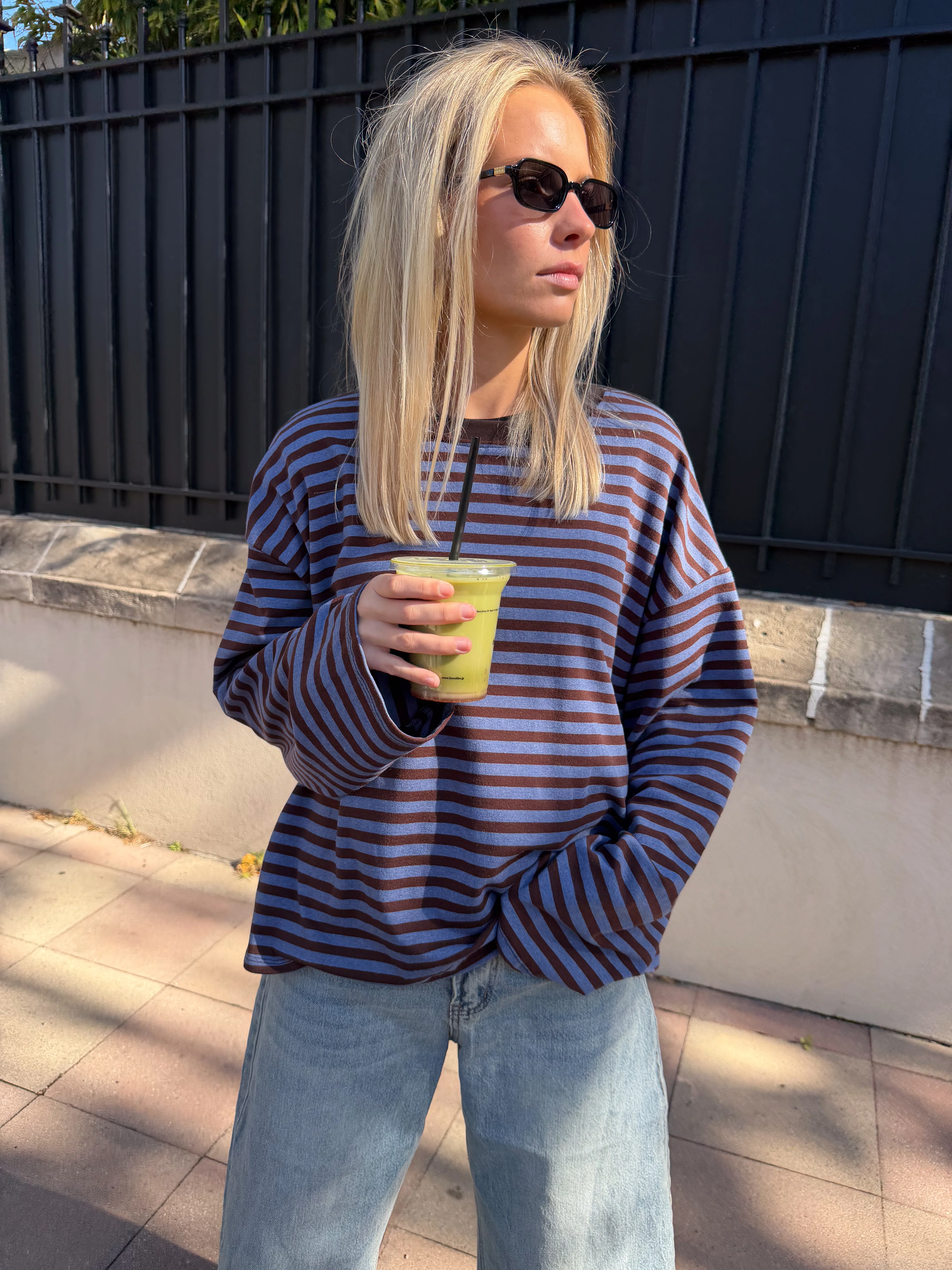 Tee-shirt Océane bleu gris et marron - Image 3