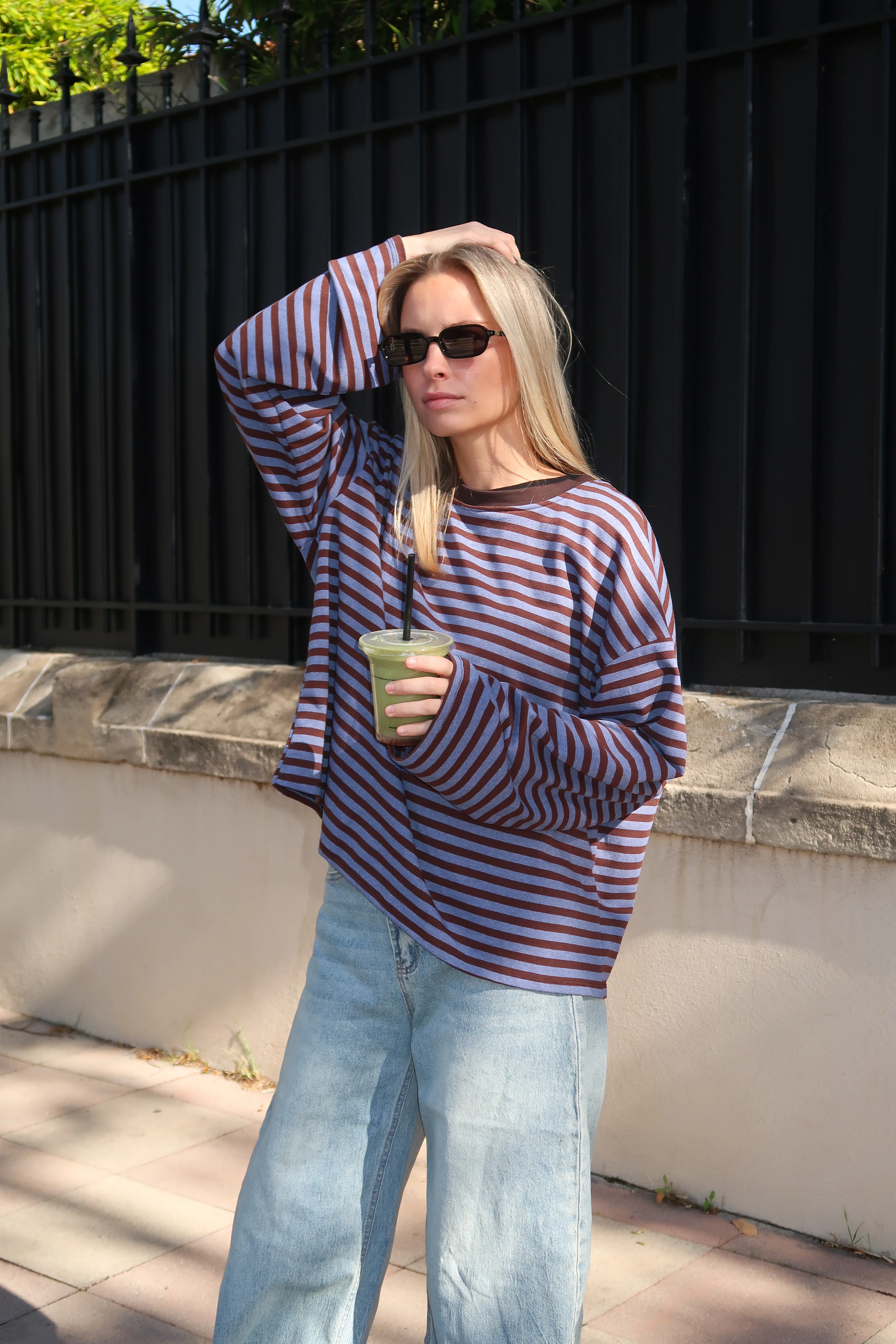 Tee-shirt Océane bleu gris et marron - Image 7